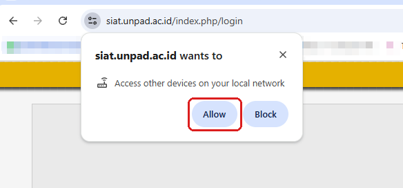 Pop-up izin akses jaringan lokal
